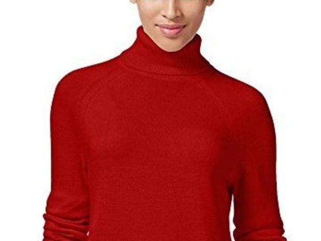 Karen Scott Women's Petite Luxsoft Turtleneck Sweater Red Size Small