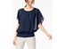 JM Collection Women's Collection Flutter-Sleeve Top Blue Size Large