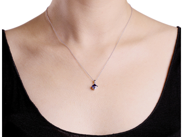 1.35 Carat (ctw) Lab-Created Blue Sapphire Pendant Necklace in Sterling Silver with Chain