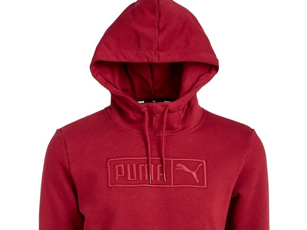 Puma Men's Embroidered-Logo Fleece Hoodie Red Size XX-Large