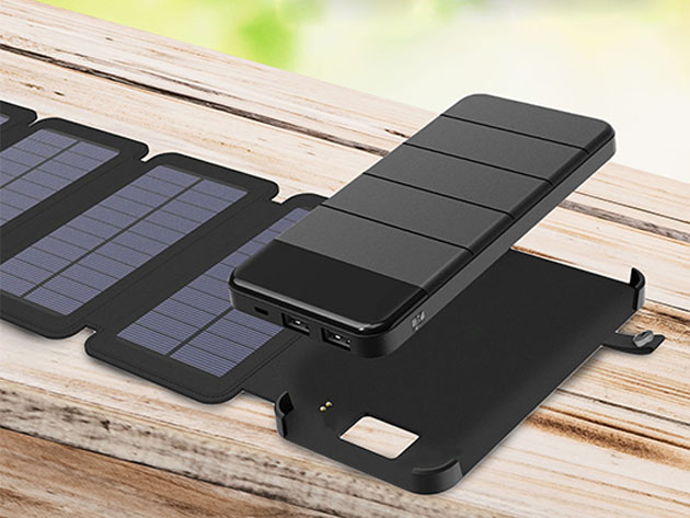 4-Panel Foldable Solar Phone Charger & 10,000mAh Power Bank