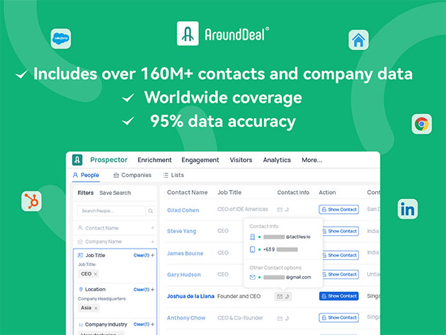 AroundDeal Customer & B2B Outreach Tool: ​G​rowth Plan Lifetime Subscription