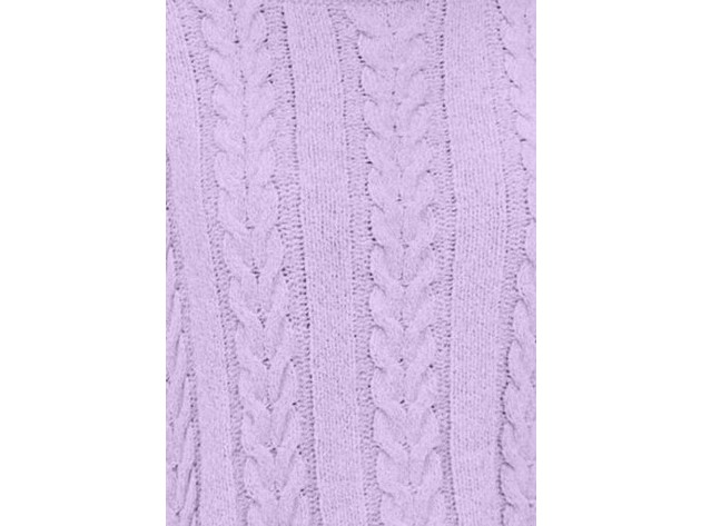 Hippie Rose Juniors Women's Cable-Knit Drop-Shoulder Sweater Purple Size Extra Large