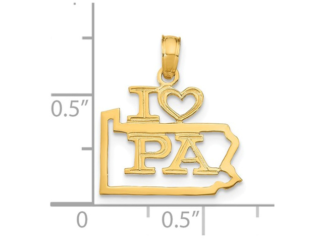 14K Yellow Gold Solid Pennsylvania State Charm Pendant Necklace with Chain