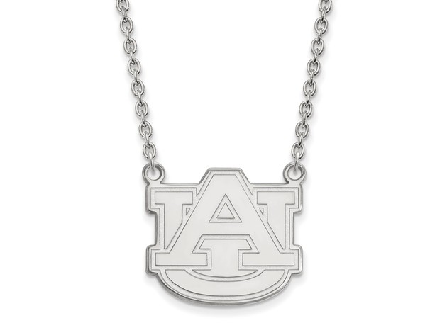 NCAA 10k White Gold Auburn U Large 'AU' Pendant Necklace