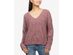 Hippie Rose Juniors' V-Neck Chenille Sweater Pink Size Large