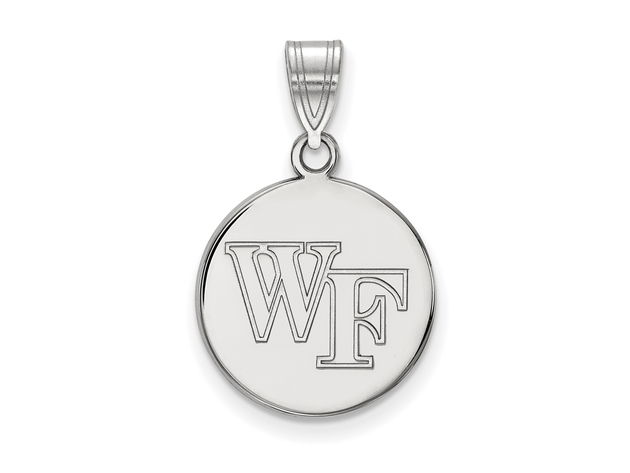 10k White Gold Wake Forest U. Medium 'WF' Disc Pendant