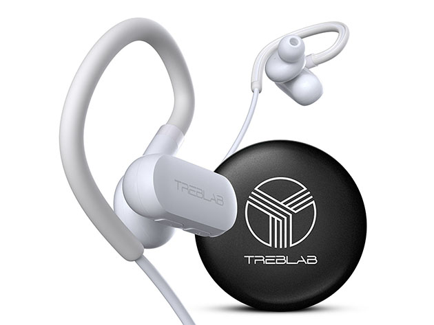 TREBLAB xRun IPX4 Bluetooth 5.0 Sports Headphones (White)