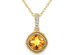 3/4 Carat (ctw) Cushio-Cut Citrine Pendant Necklace in 14K Yellow Gold with Diamonds and Chain