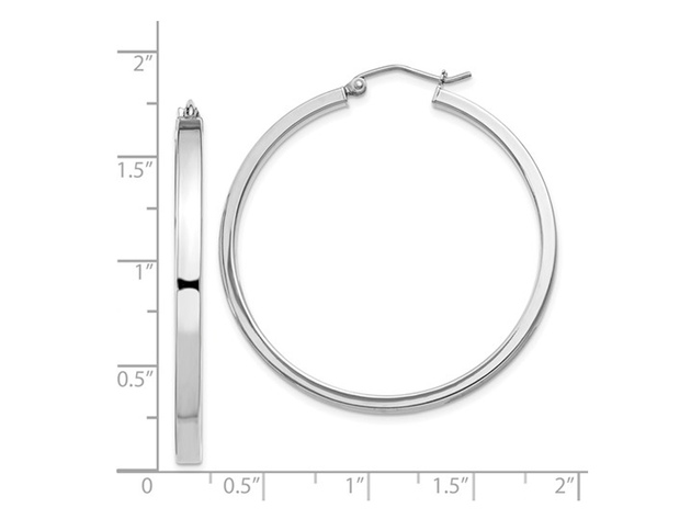 Large Diamond Cut Hoop Earrings in Sterling Silver 2 Inch (3.0mm)