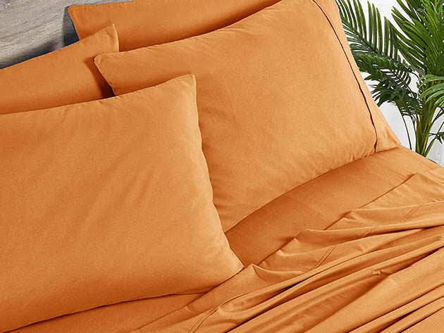 Bamboo 2000 Count 6-Piece Sheet Set with SnugGrip (Orange/Full)