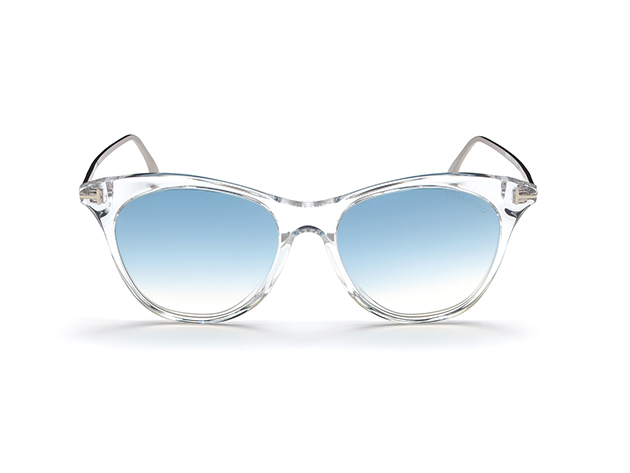 Tom Ford White/Crystal & Blue Mirror Cat Sunglasses