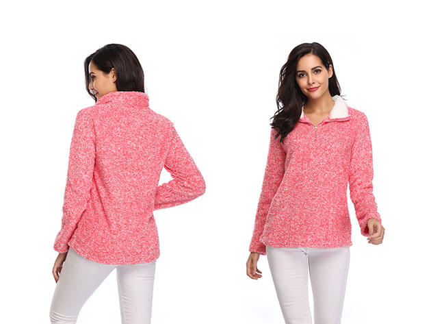 Half-Zip Pink Fleece Pullover