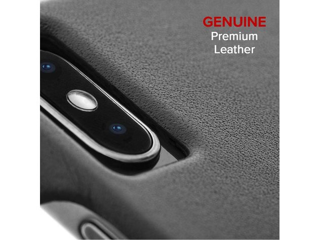 Case-Mate Apple iPhone XS Max Barely There Premium Genuine Leather Case, Smooth Black
