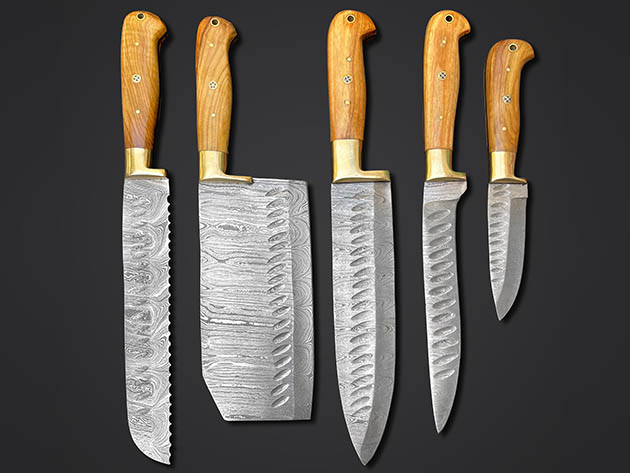  5-Piece Handmade Damascus Chef Knives Set