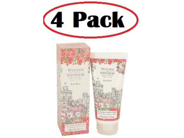 4 Pack of True Rose by Woods of Windsor Hand Cream 3.4 oz
