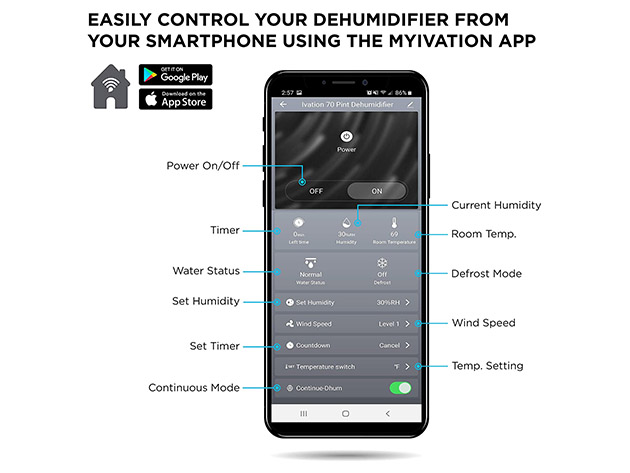 Ivation 4,500sqf Smart Wi-Fi Energy Star Dehumidifier with App & Pump