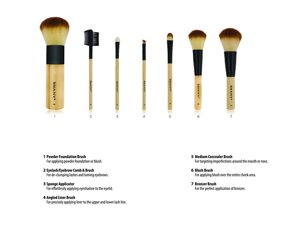 SHANY Bamboo Brush Set - Vegan Brushes With Premium Synthetic Hair & Cotton Pouch - 7pc