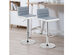 Costway Set of 2 Bar Stools Adjustable Barstool PU Leather Swivel Pub Chairs Armless - Gray + White
