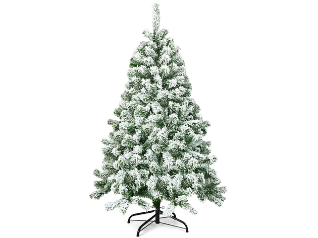 4.5 Foot Snow Flocked Artificial Christmas Tree w/400 Tips and Foldable Base