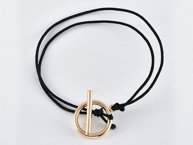 Egyptian Design Gold Ingrain Black Tassel Bracelets: Set of 3
