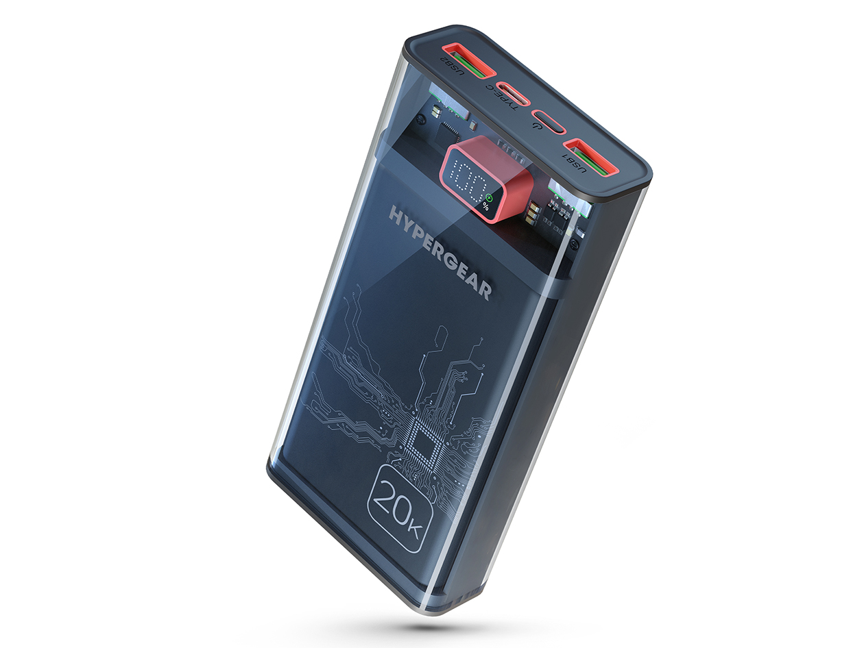 HyperGear ClearCharge 20,000mAh Transparent Fast Charge Power Bank with 20W USB-C PD