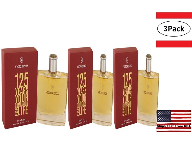 3 Pack Victorinox 125 Years by Victorinox Eau De Toilette Spray (Limited Edition) 3.4 oz for Men