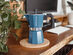 MILANO Stovetop Espresso Maker & EZ Latte Milk Frother Bundle Set (Blue/9-Cup)