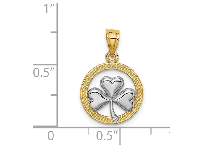 Celtic Clover Leaf Pendant Necklace in 14K Yellow and White Gold with Chain