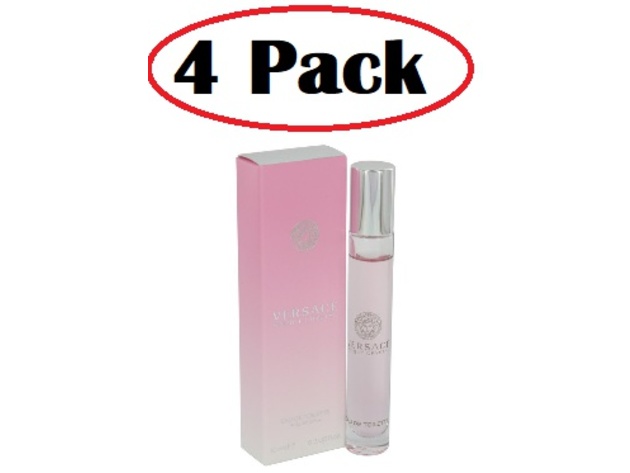 4 Pack of Bright Crystal by Versace Mini EDT Roller Ball .3 oz