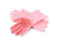 Silicone Dishwashing Gloves with Scrubbers (1-Pair) pink