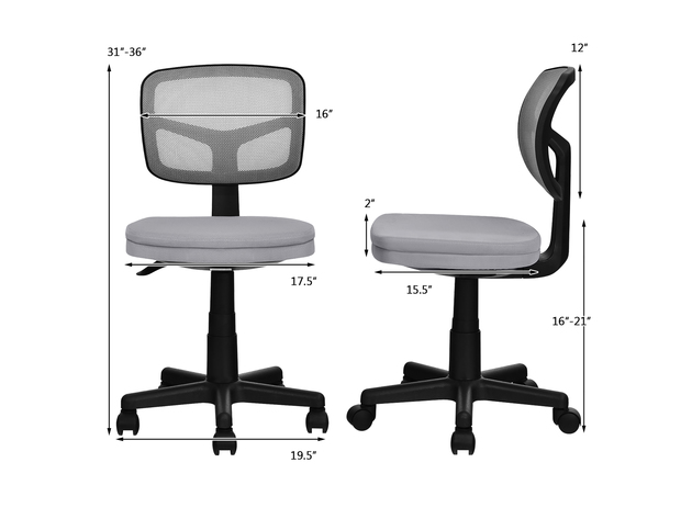 Costway Mesh Office Chair Low-back Armless Computer Desk Chair