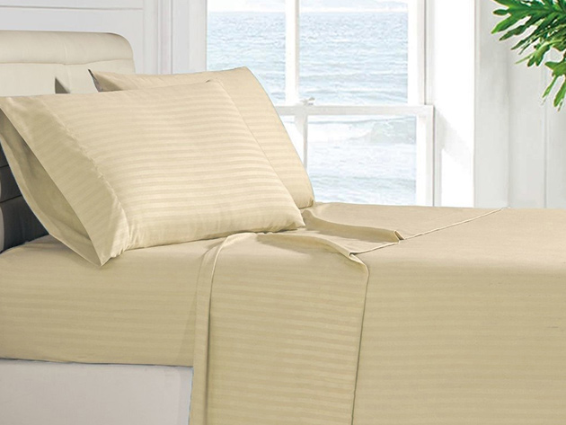 Luxury Ultra Soft 4-Piece Stripe Sheet Set (Vanilla)