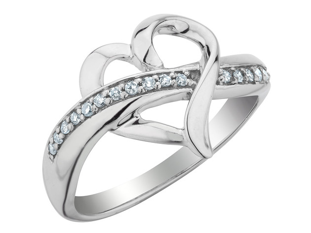 Diamond Heart Promise Ring 1/10 Carat (ctw) in Sterling Silver