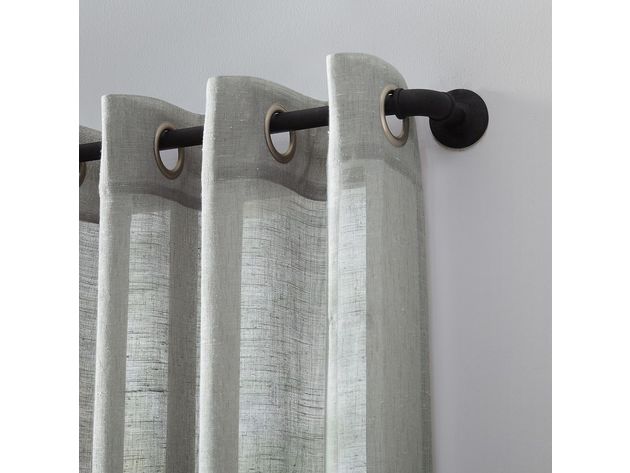 Archaeo Slub Textured Linen Blend Grommet Top Single Curtain Panel, 52 Inches x 63 Inches, Gray