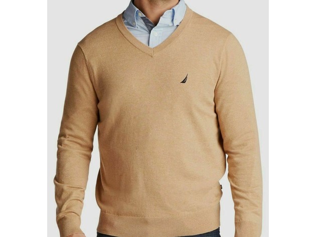 Nautica Men's Lightweight Jersey V-Neck Sweater Cocoa Size XX Large