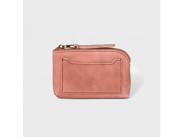 Universal Thread Genuine Leather Small Pouch Clutch With Exterior Slip Pocket, Blush