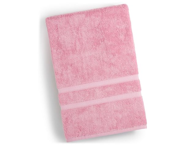 Charter Club 30 Inches x 56 Inches Elite Hygro Cotton Bath Towel with Geometric Jacquard Borders, Pale Pink