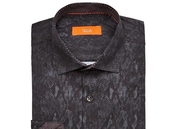 Tallia Men's Slim-Fit Performance Stretch Snakeskin-Print Dress Shirt Black  Size 16-32-33 | StackSocial