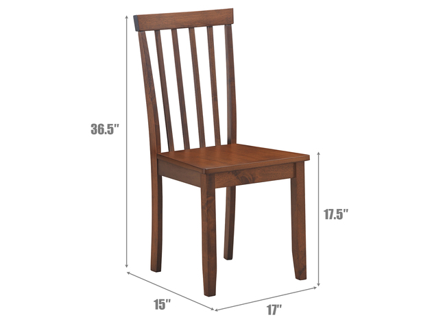 Costway 4 PCS Dining Chair Kitchen Spindle Back Side Chair with Solid Wooden Leg - Walnut