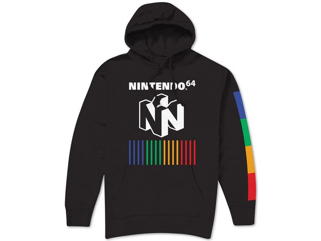 Nintendo 64 Color Bars Men's Graphic Hoodie Black Size Large