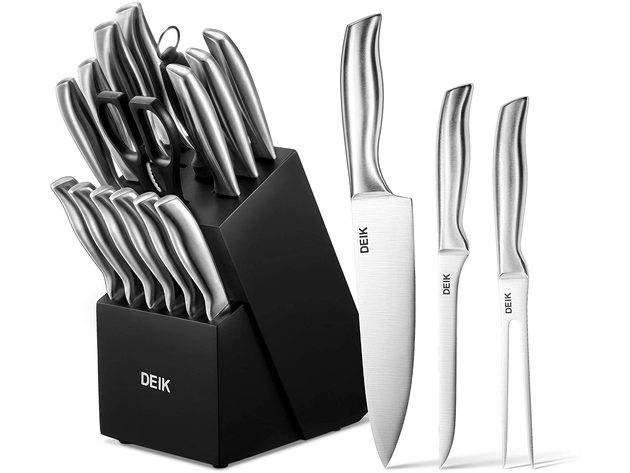 Deik Stainless Steel Chef Knife Set Professional Knife Block Knife Set 16  Piece Set with Block