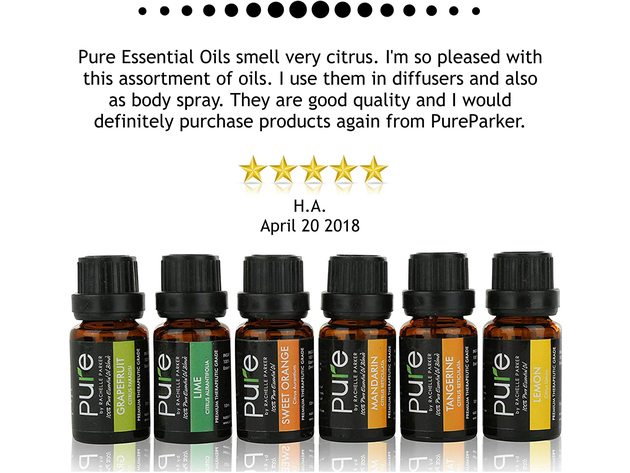 Pure Therapeutic Grade Citrus Essential Oils 6 Piece Set