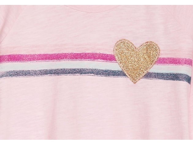 Epic Threads Big Girls Striped Heart T-Shirt Pink Size Extra Large