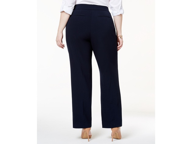 JM Collection Women's Petite Plus Size Curvy-Fit Straight-Leg Pants Navy Size 28 WP