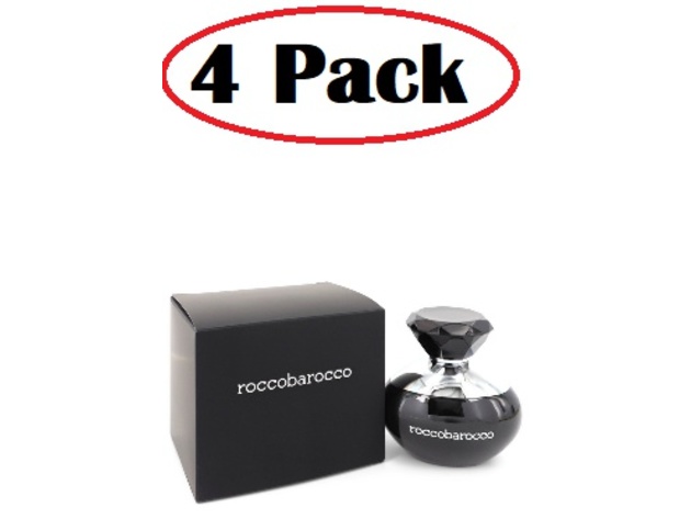 4 Pack of Roccobarocco Black by Roccobarocco Eau De Parfum Spray 3.4 oz