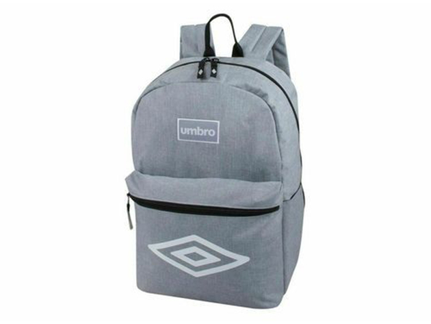 Umbro Kids' Backpack with Front Zip Pocket, Interior Laptop Sleeve and Organizer etc. 18 Inch, Gray/Black