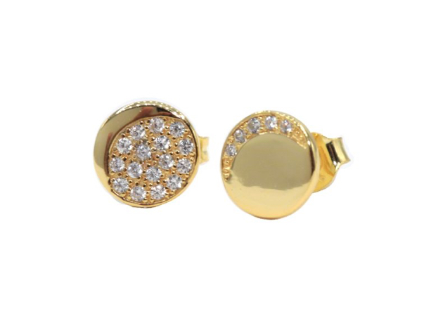 Homvare Women’s 925 Sterling Silver Sparkling Moon Phase Stud Earrings - Gold