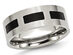 Mens 8mm Stainless Steel Comfort Fit Wedding Band with Black Accent - 13