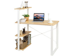 Costway Reversible Computer Desk Study Table Home Office w/Adjustable Bookshelf Natural